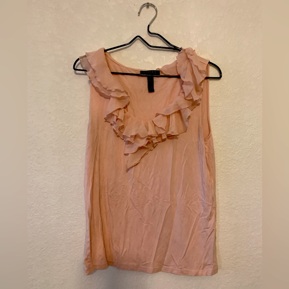 RALPH LAUREN Pink Ruffled Sleeveless Top